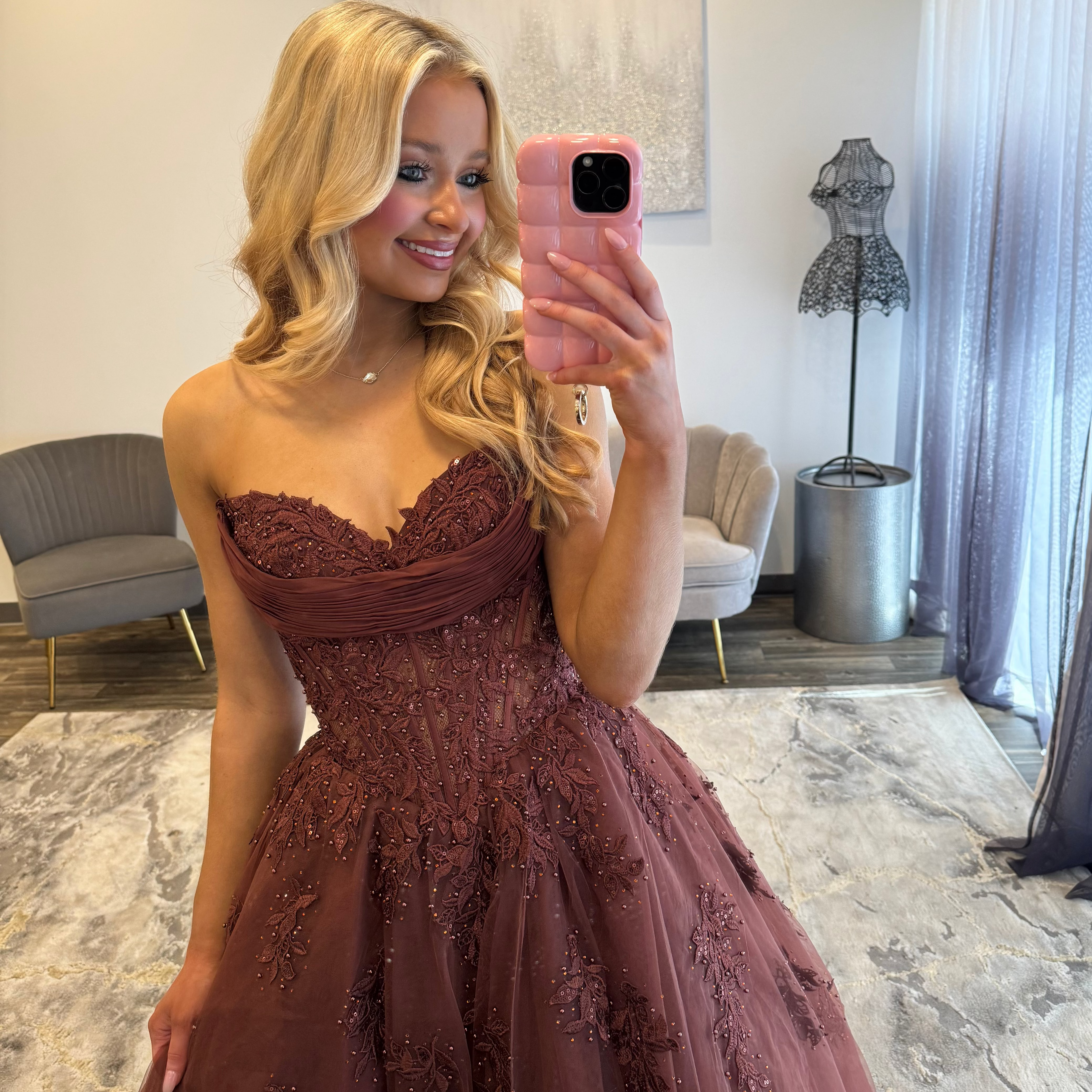 JoycesTPR Sherri Hill 58494 Chocolate Prom Close Up 