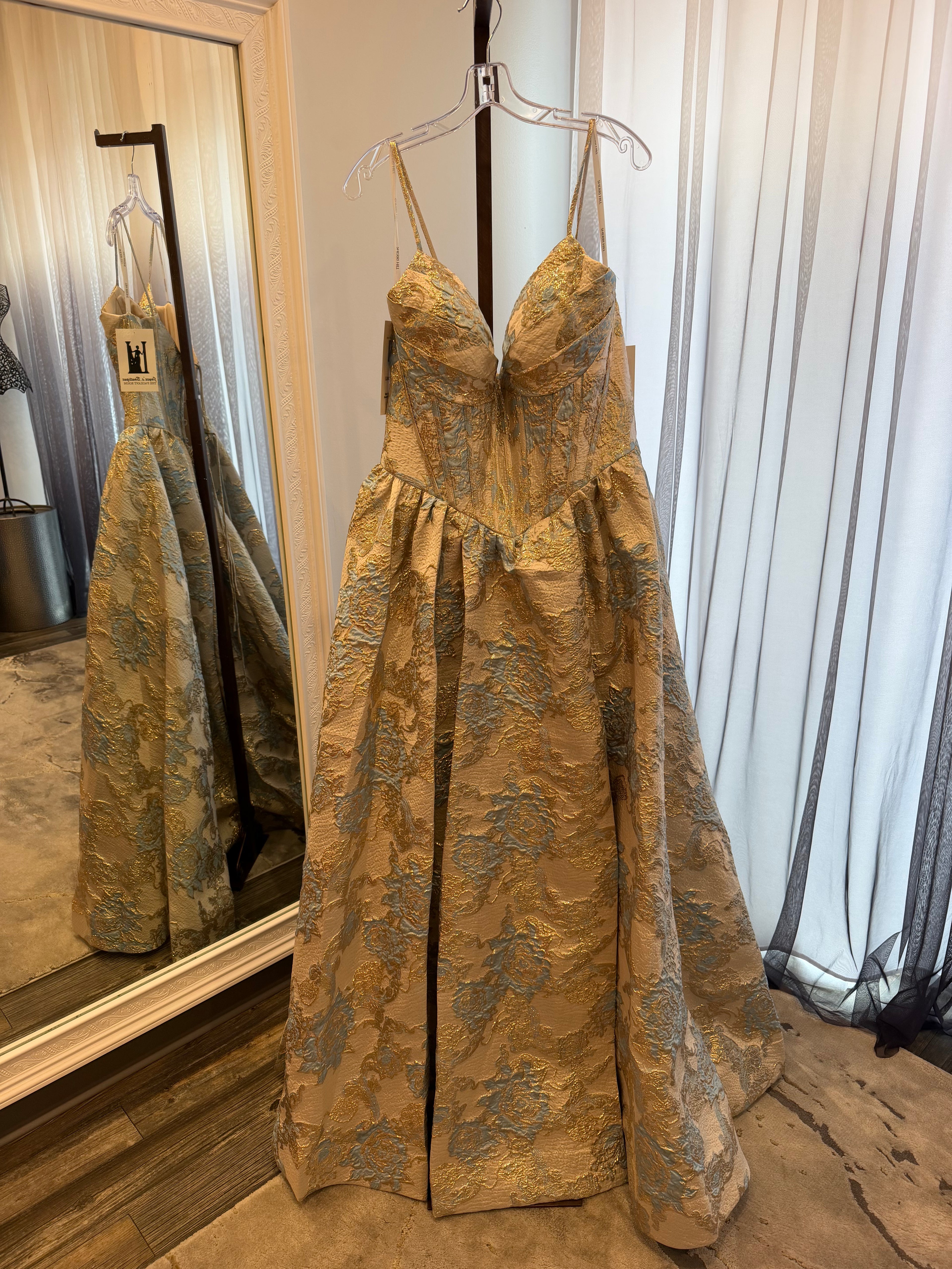 JoycesTPR Sherri Hill 58542 Blue Gold  Prom 