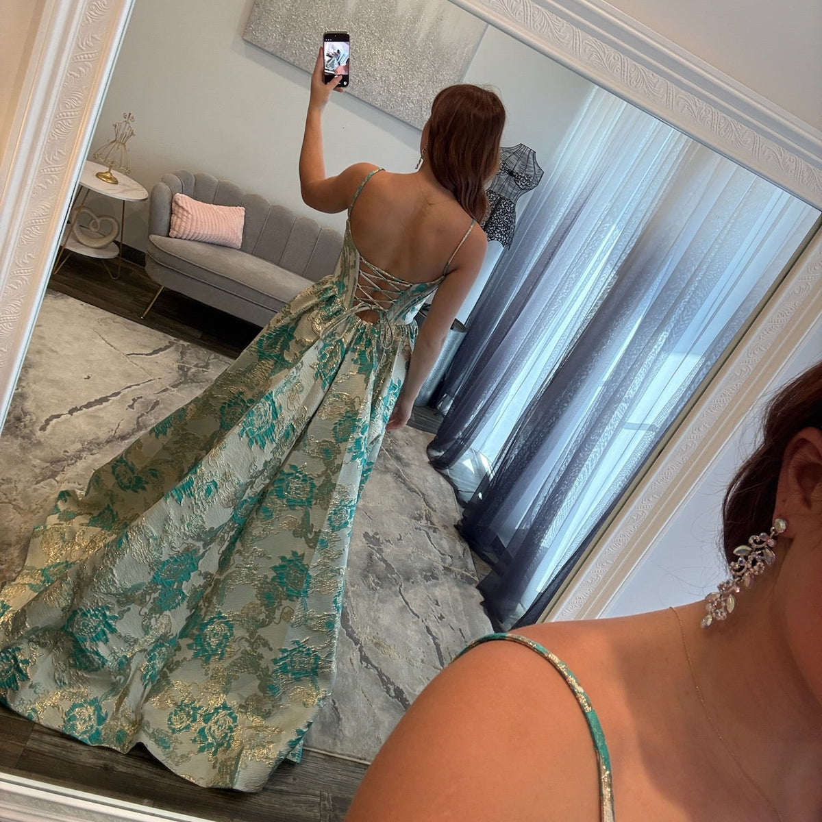 JoycesTPR Sherri Hill 58542 Green Gold Prom