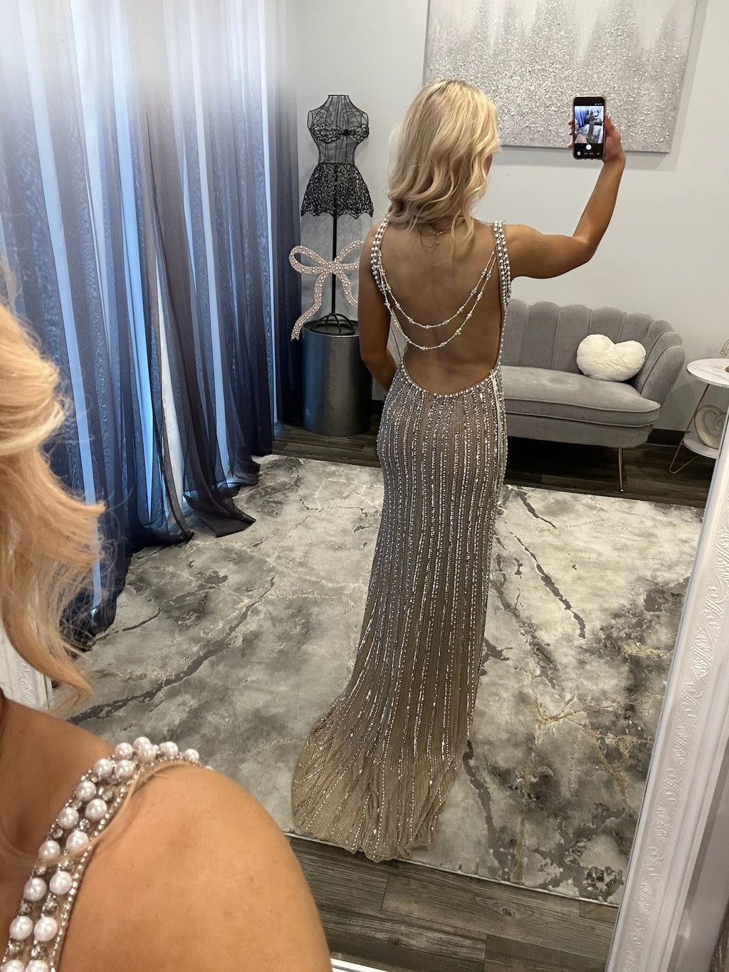 JoycesTPR Sherri Hill 67126 Nude Gold Silver 