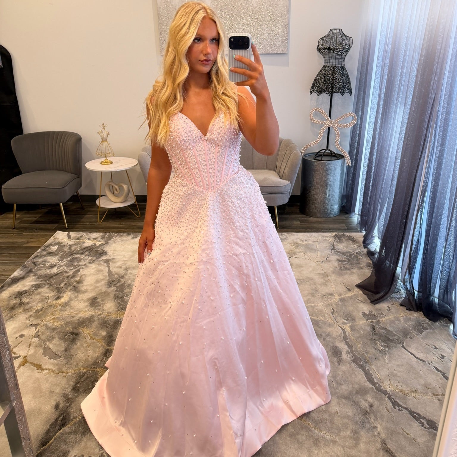 JoycesTPR Sherri Hill Pink Silver Ballgown 58096