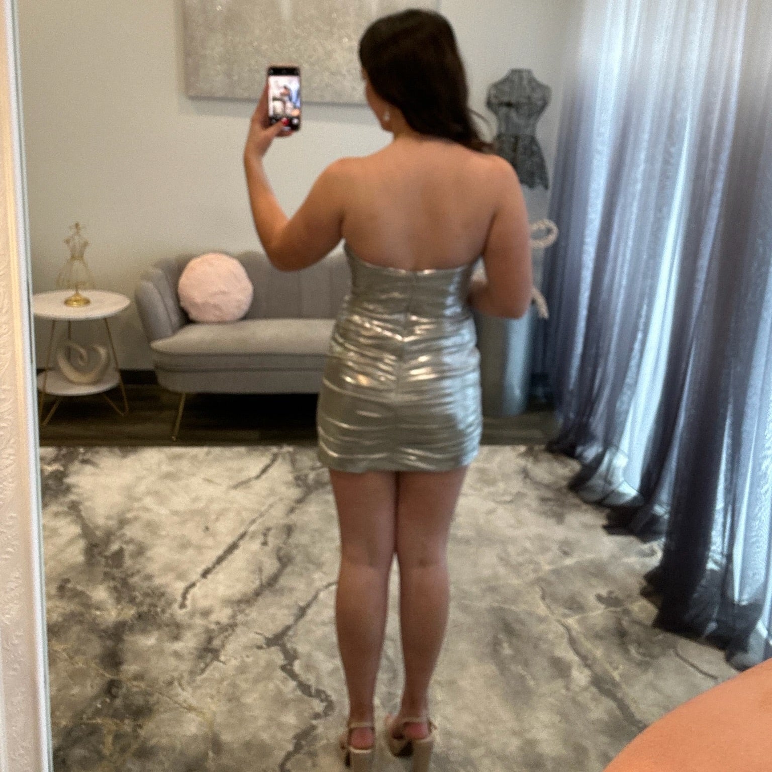 JoycesTPR Sherri Hill Silver 56519 Short Dress 