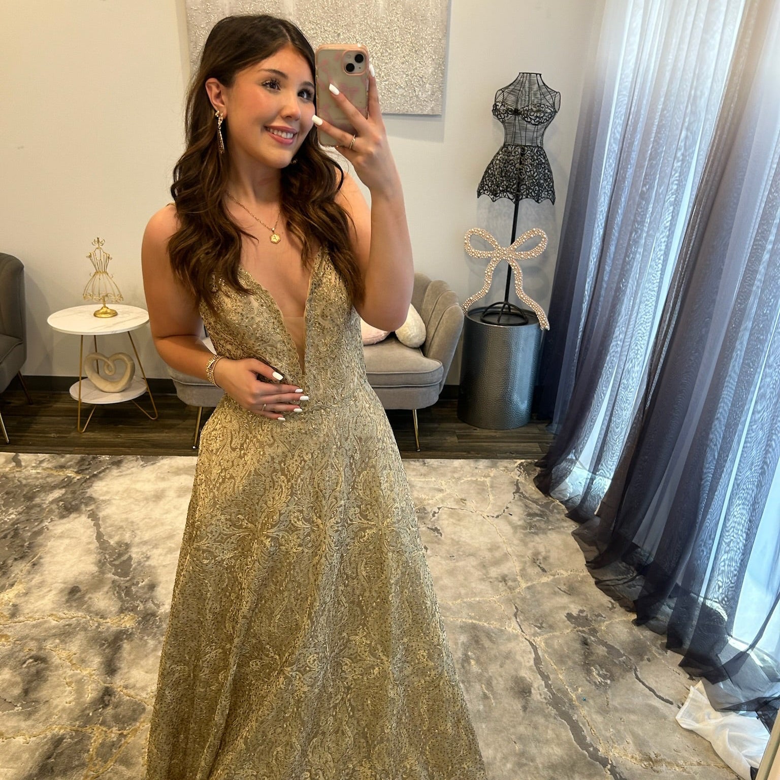 JoycesTPR Tarik Ediz 93688 Gold Dress