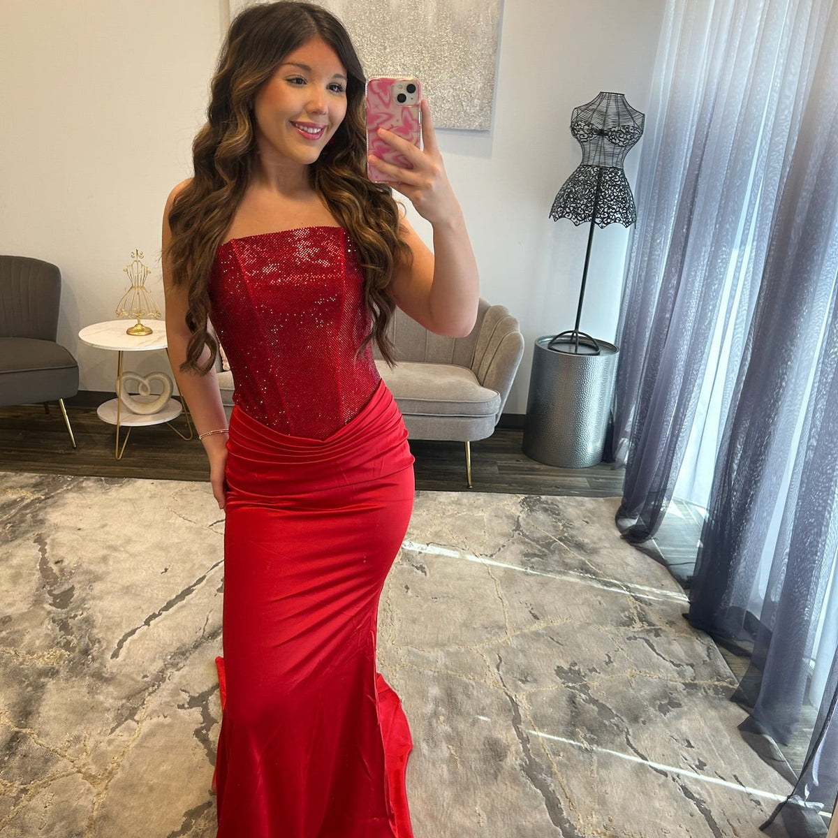 Portia and Scarlett Style PS27076 Red Prom Dress 