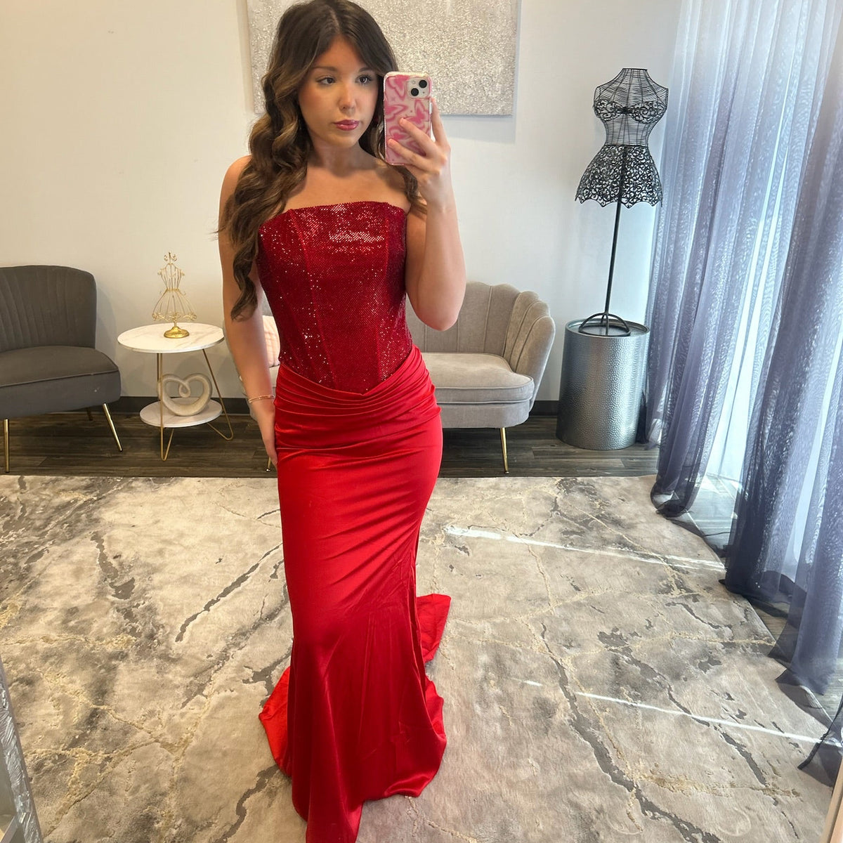 Portia and Scarlett Style PS27076 Red Prom Dress 