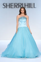 Sherri Hill 46729 | Aqua Drop Waist Couture Ballgown | Joyce’sTPR