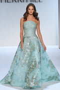Sherri Hill 46749 | Aquamarine Beaded Couture Gown | Joyce’sTPR