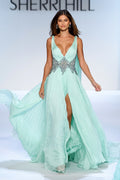 Sherri Hill 46755 | Mint Couture Chiffon Gown | Joyce’sTPR