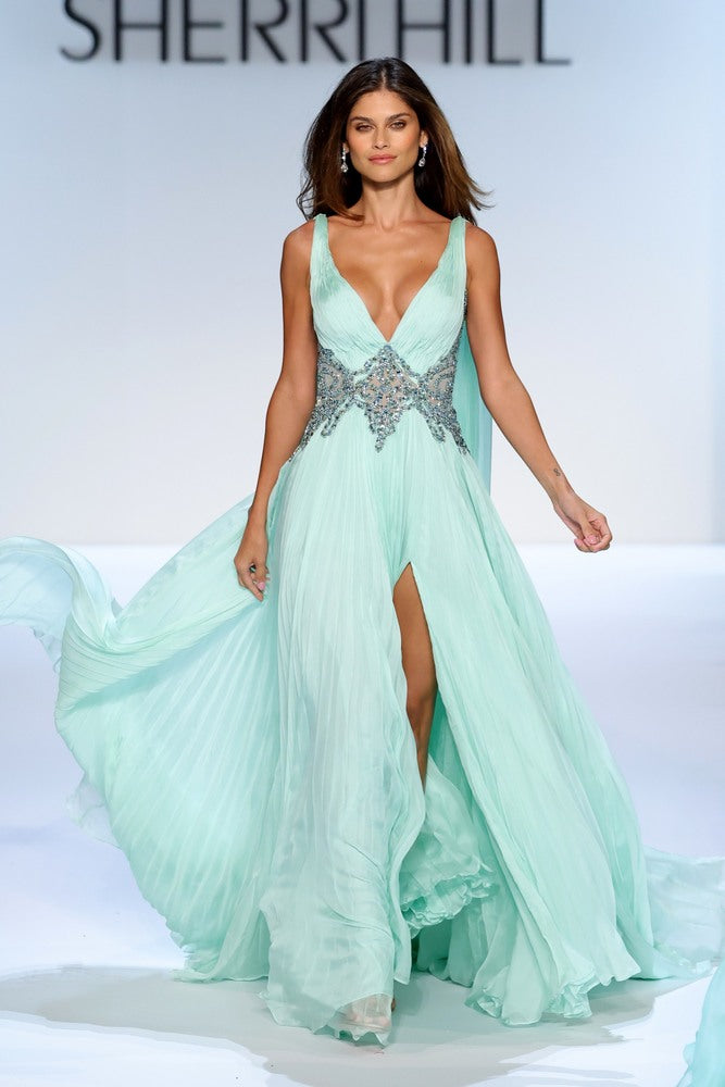 Sherri Hill 46755 | Mint Couture Chiffon Gown | Joyce’sTPR
