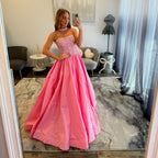 Sherri Hill 57496 Candy Pink Ivory Silver Prom Dress