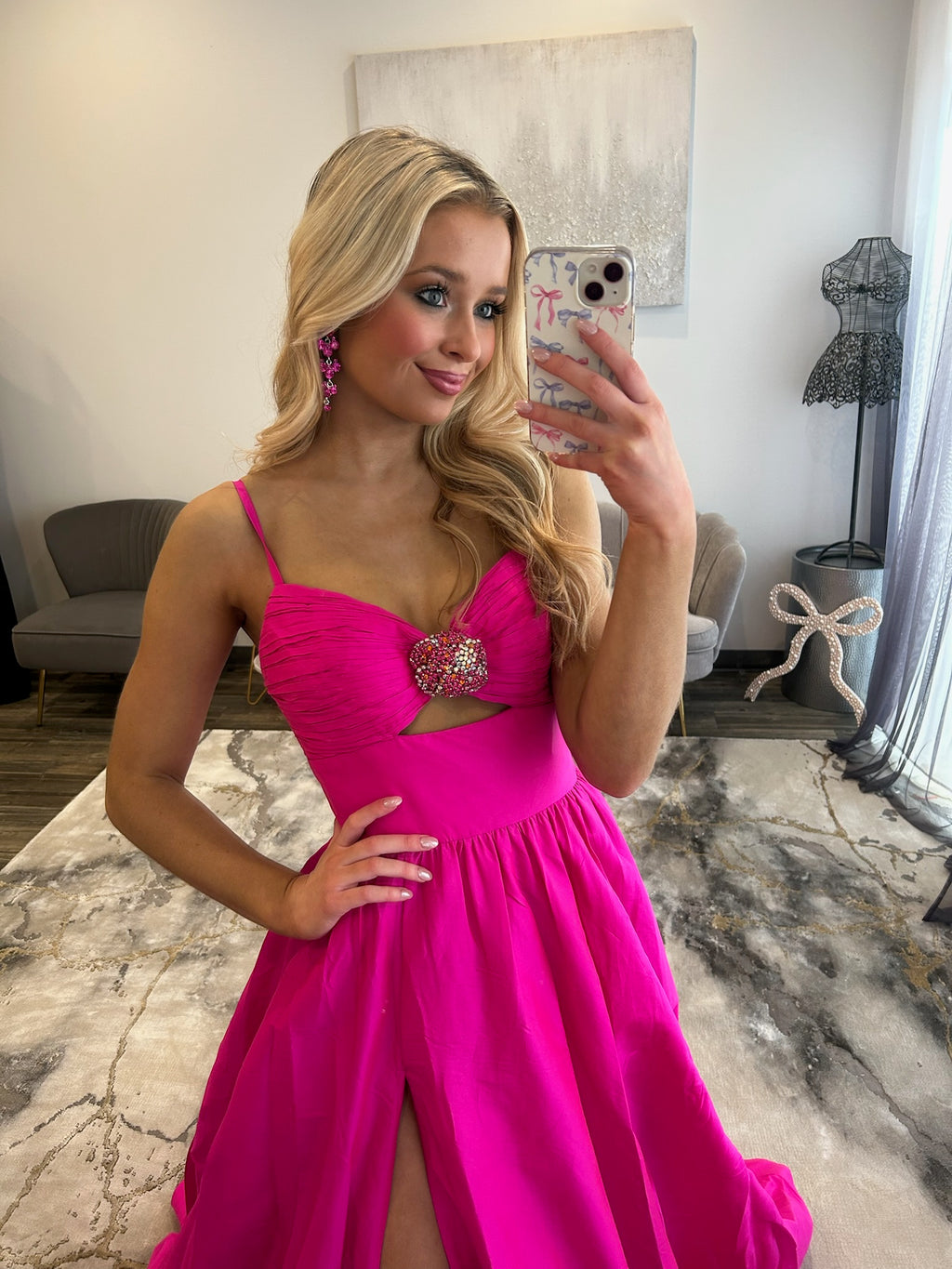 Sherri Hill 57505 Bright Fuchsia Prom Dress with Slit -5
