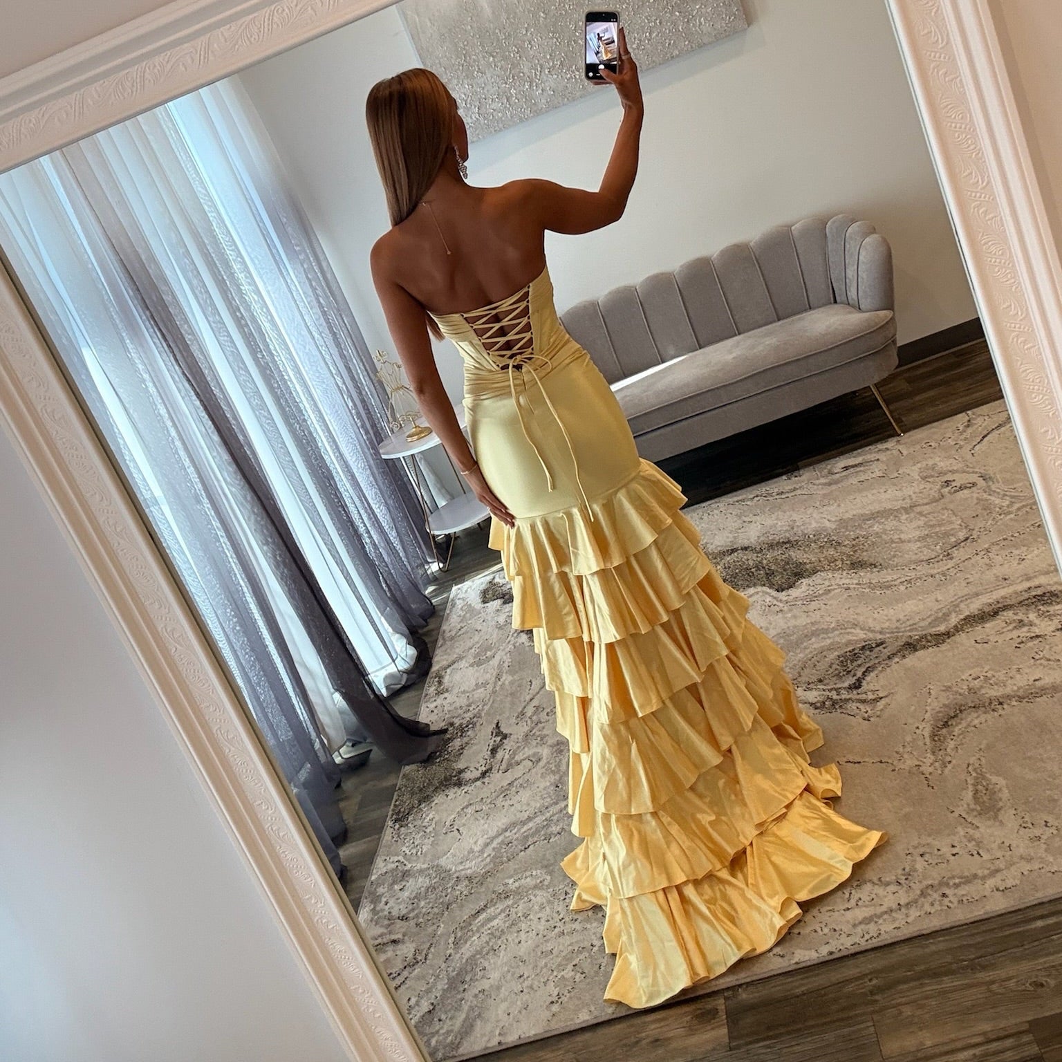 Sherri Hill 57638 Yellow Prom Dress JoycesTPR Back 