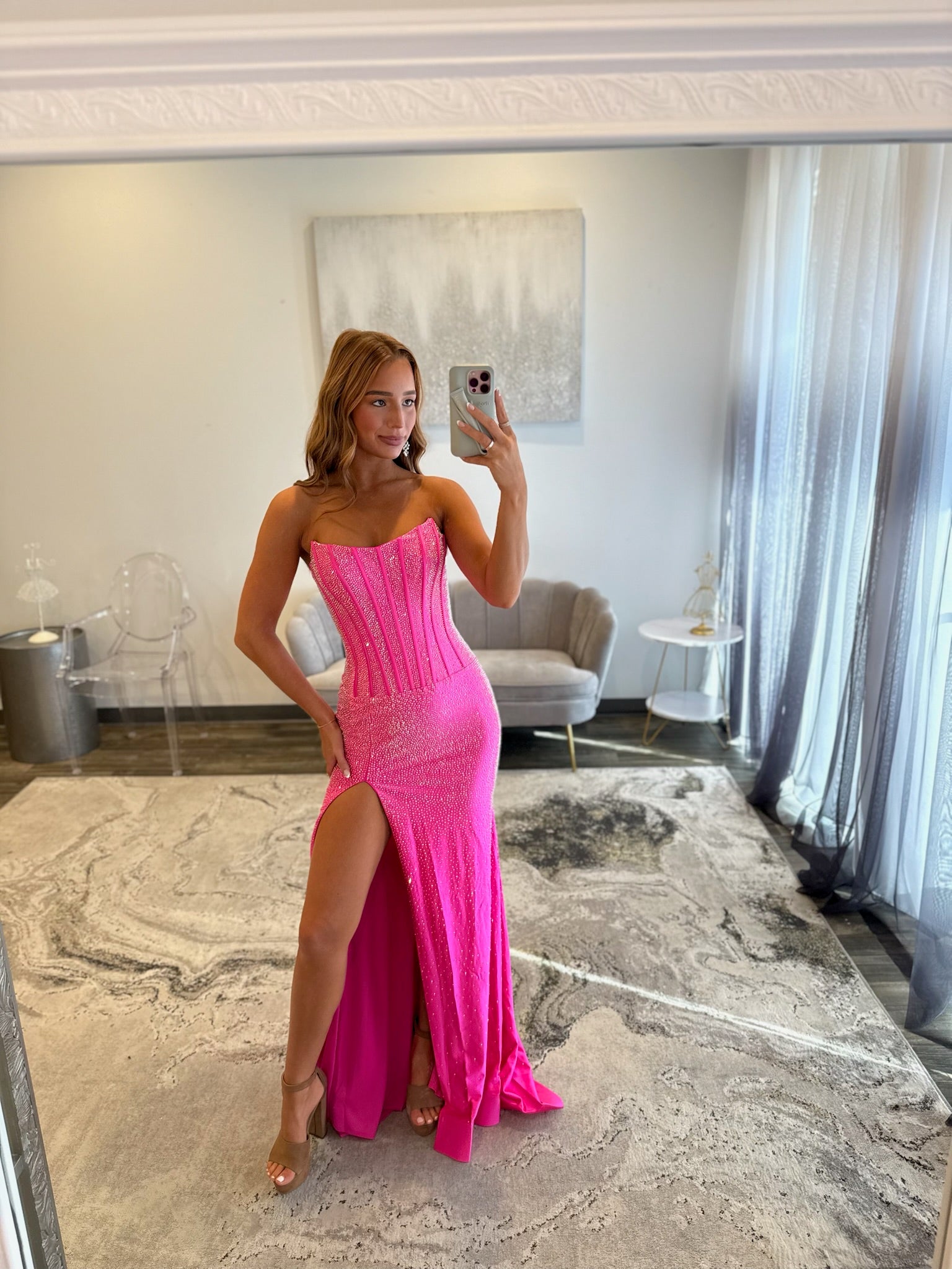 Sherri Hill 57640 Bright Fuchsia Prom Dress 