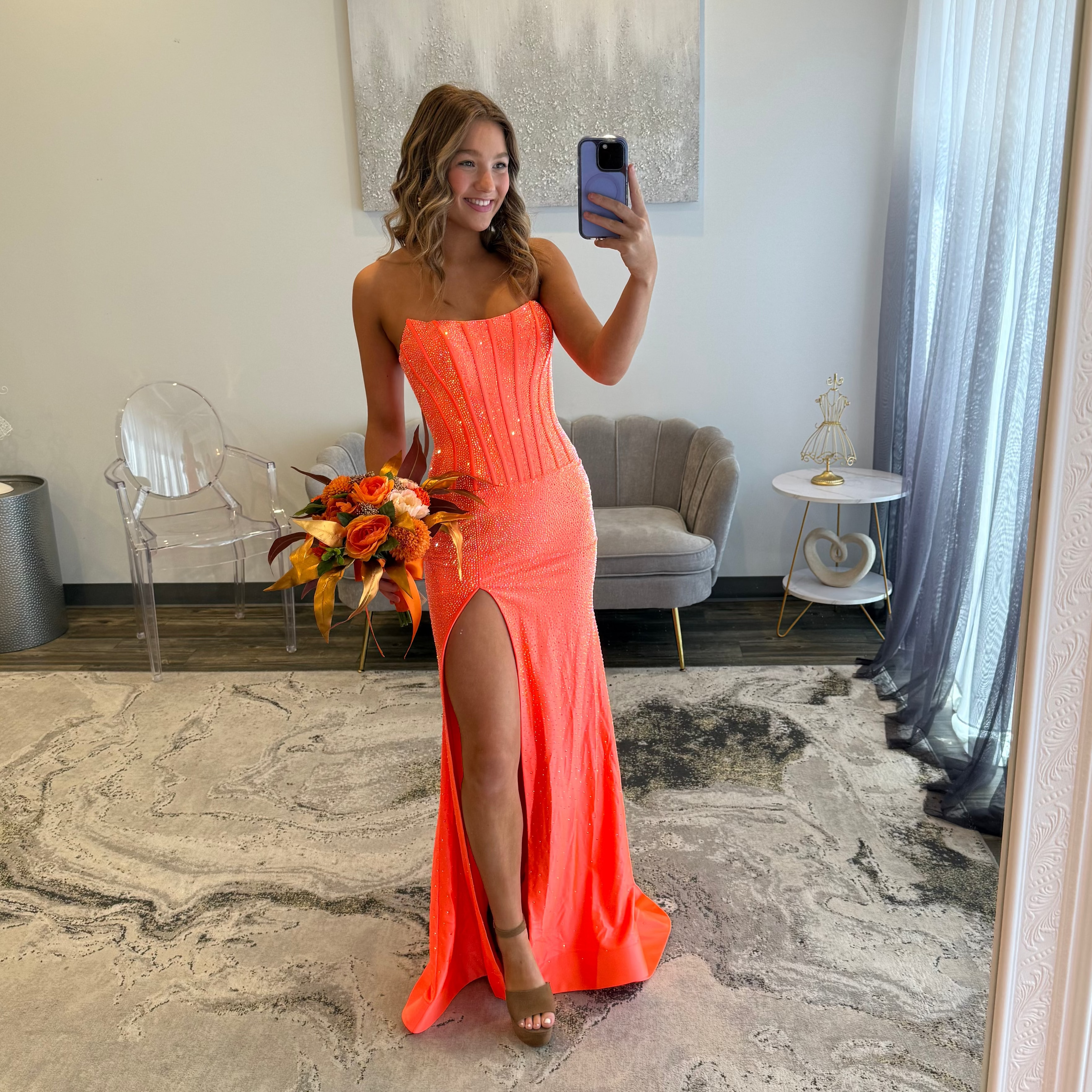 Sherri Hill 57640 Orange Prom Dress 