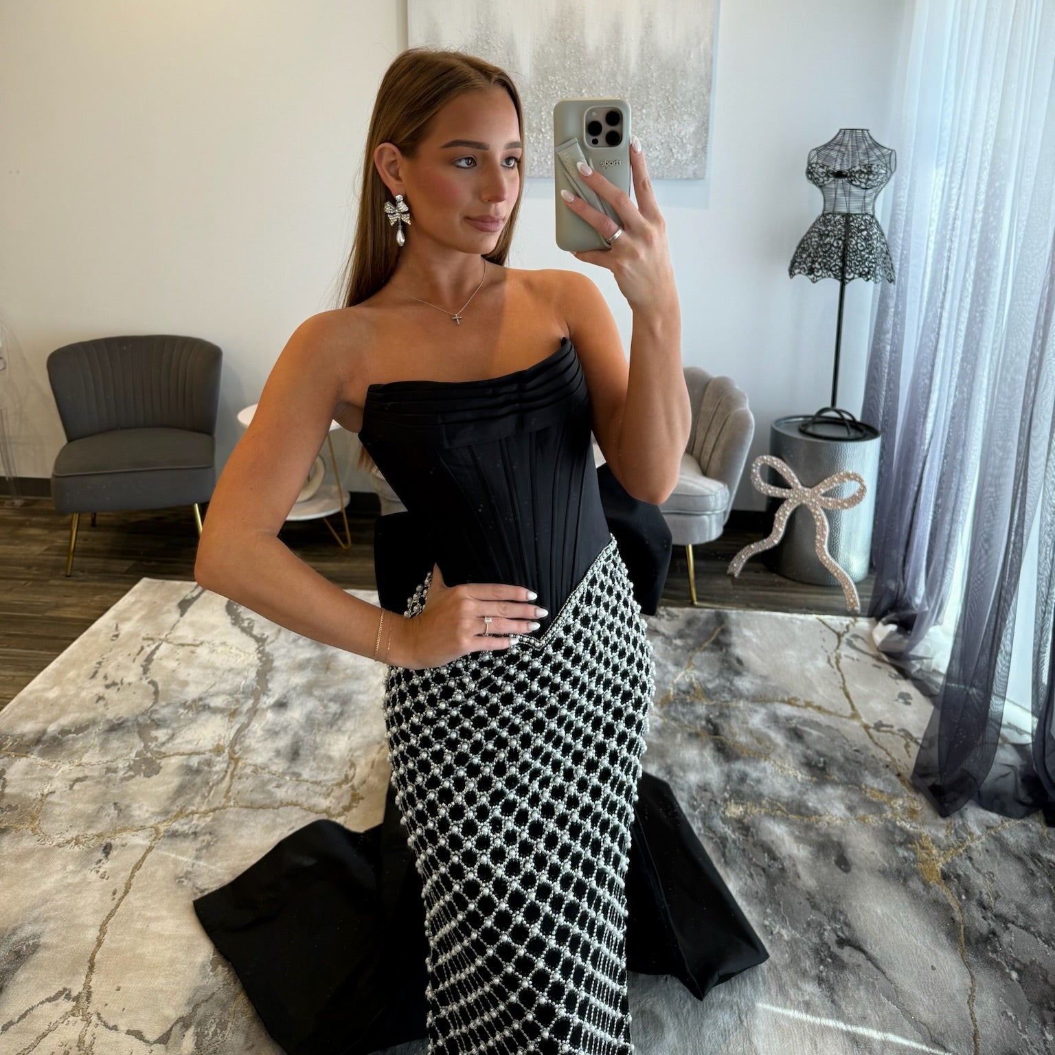 Sherri Hill 57671 Black Back JoycesTPR Prom Dress Up Close 