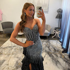 Sherri Hill 57695 Black Silver Prom Dress 