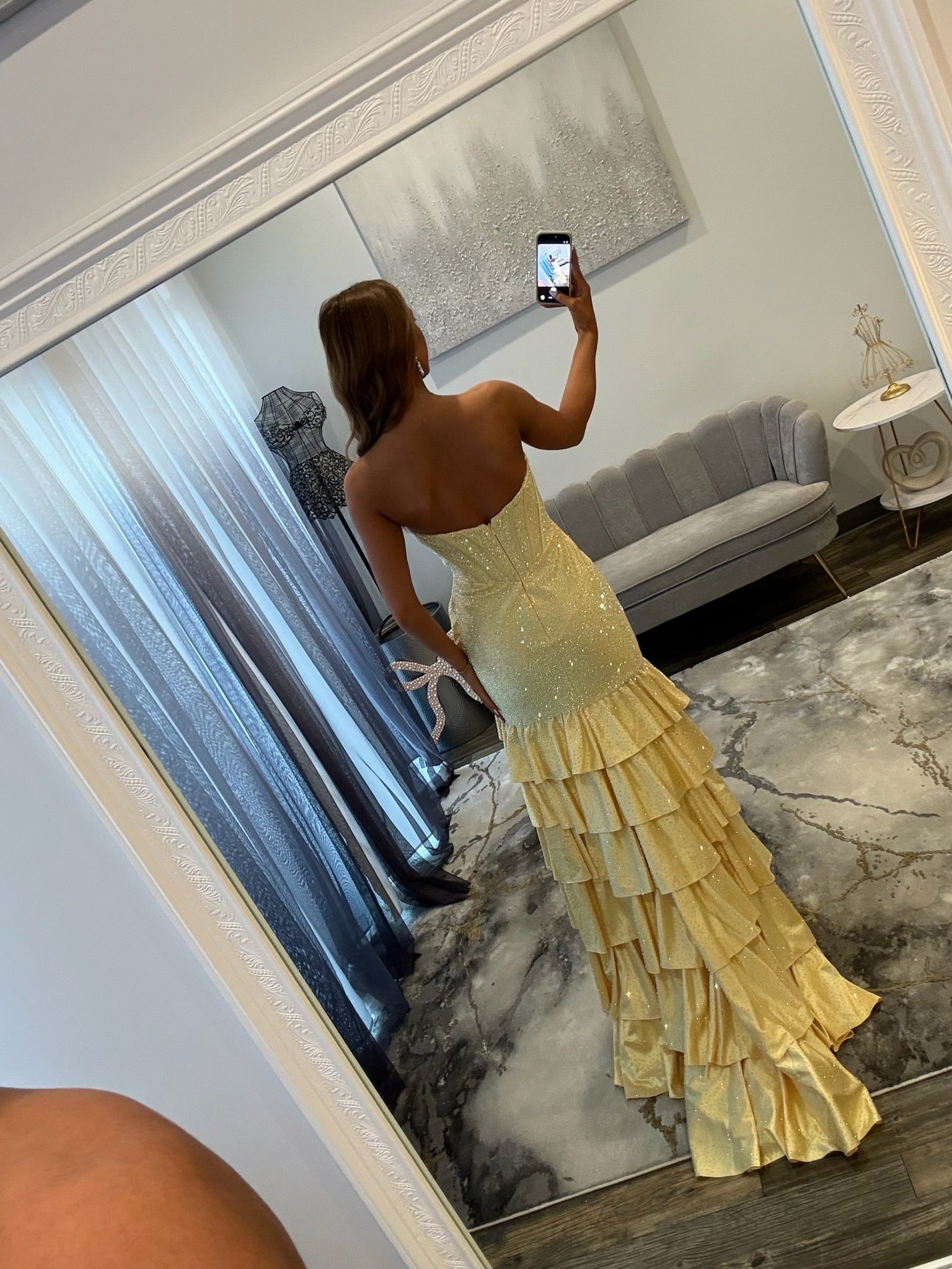 Sherri Hill 57695 Yellow  Prom Dress Back