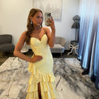 Sherri Hill 57695 Yellow  Prom Dress Up Close