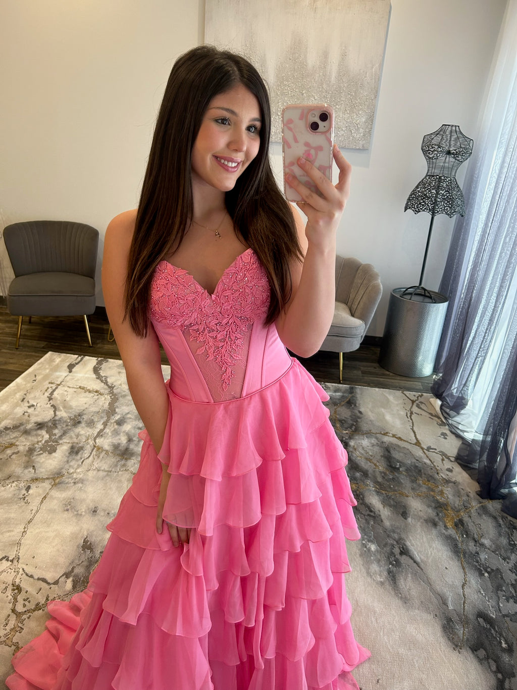 Sherri Hill 57714 Bright Pink Up Close 