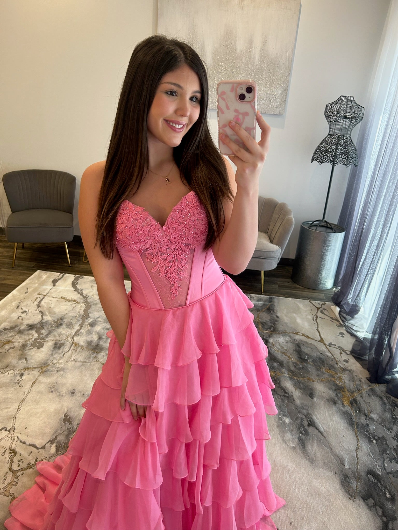 Sherri Hill 57714 Bright Pink Up Close 