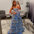 Sherri Hill 57727 Periwinkle Print JoycesTPR Prom Dress