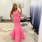 Sherri Hill 57743 Candy Pink Prom Dress with Pearls and Bow 