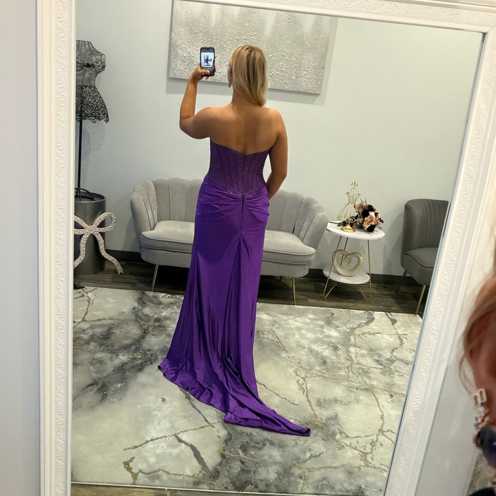 Sherri Hill 57749 Prom Dress Purple Back 