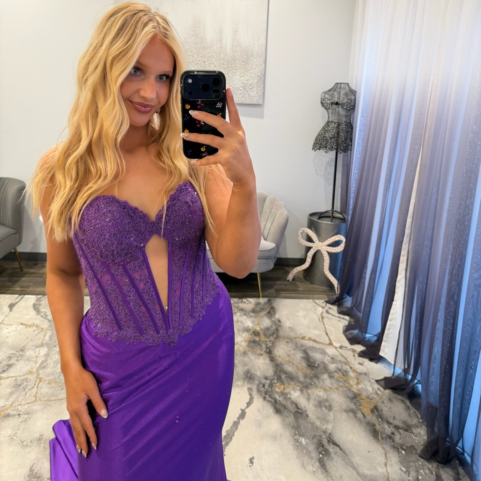 Sherri Hill 57749 Prom Dress Purple Up Close 