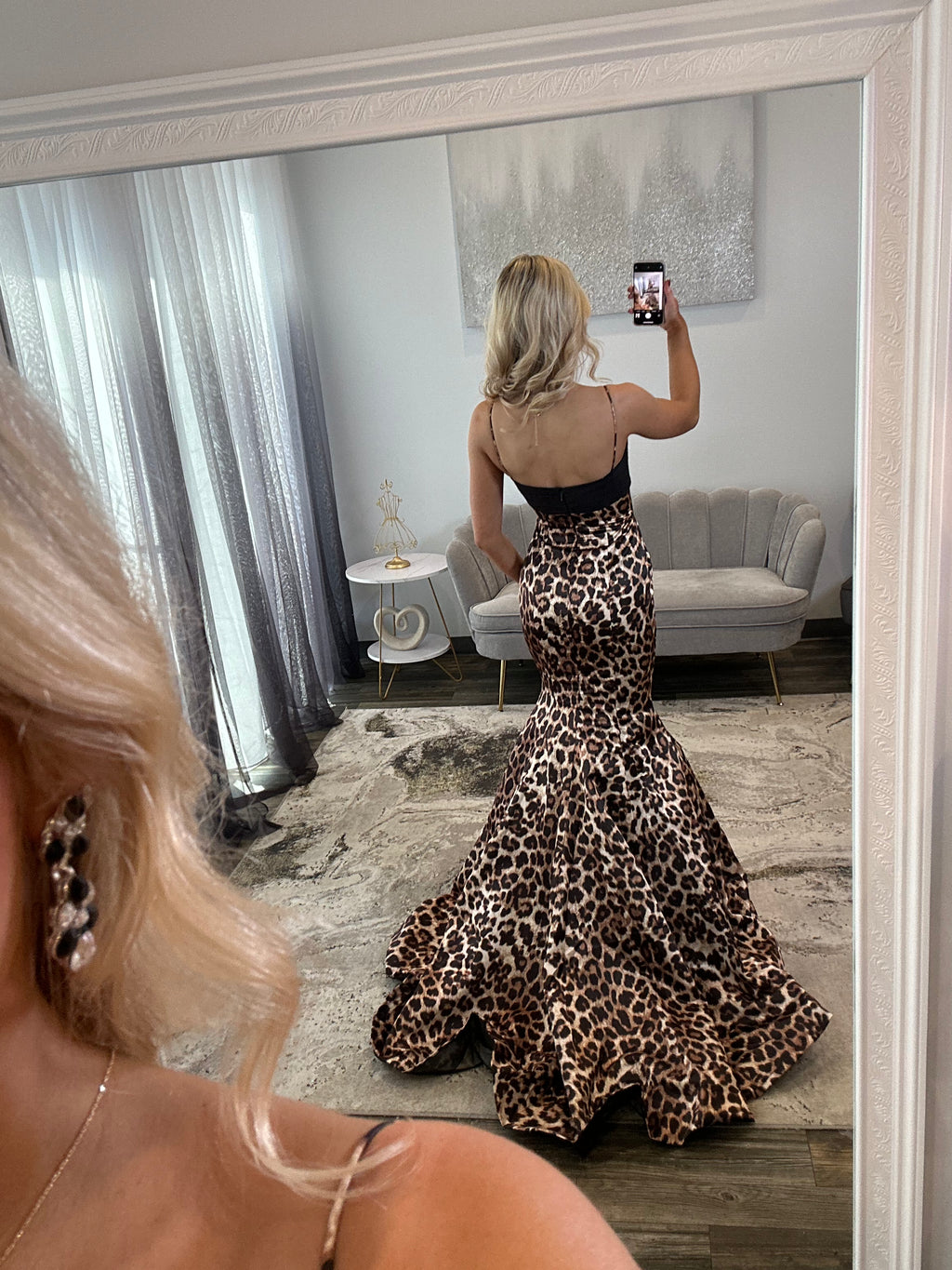 Sherri Hill 57767 Animal Print Prom Dress with Bow  Back 