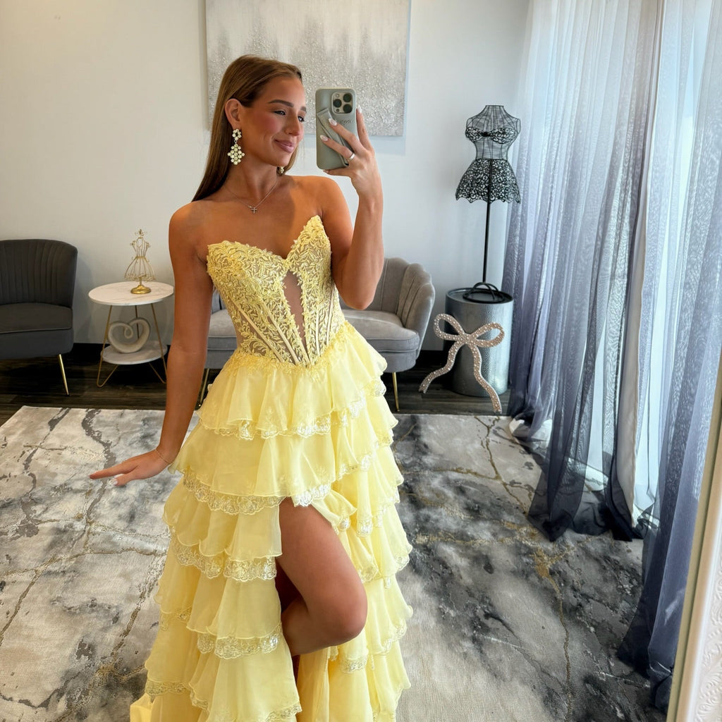 Sherri Hill 57885  Prom Dress Up Close Yellow