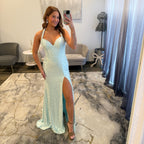 Sherri Hill 58005 Aqua Silver Prom Dress 