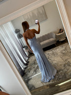 Sherri Hill 58005 Periwinkle Ivory Pearl Halter Prom Dress JoycesTPR Back 