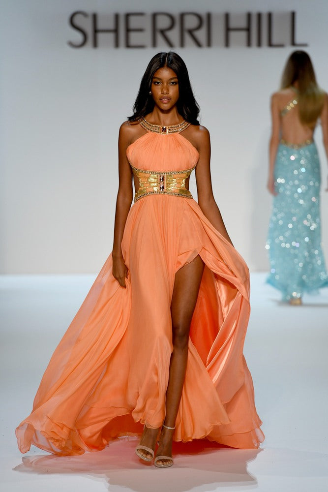 Sherri Hill 58740 | Beaded Halter Chiffon Gown | Joyce’sTPR