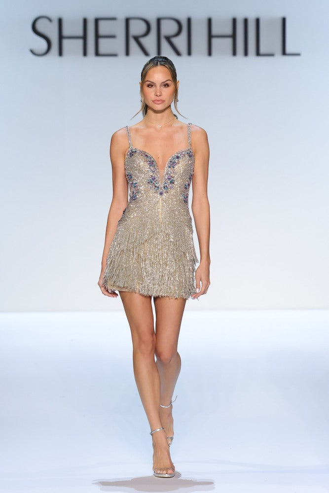 Sherri Hill 67343 | Fully Beaded Fringe Cocktail Dress | Joyce’sTPR