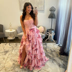 Sherri Hill Pink Print 57568